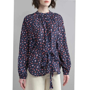 NEW HENRIK VIBSKOV Leaf Floral-Print Blouse